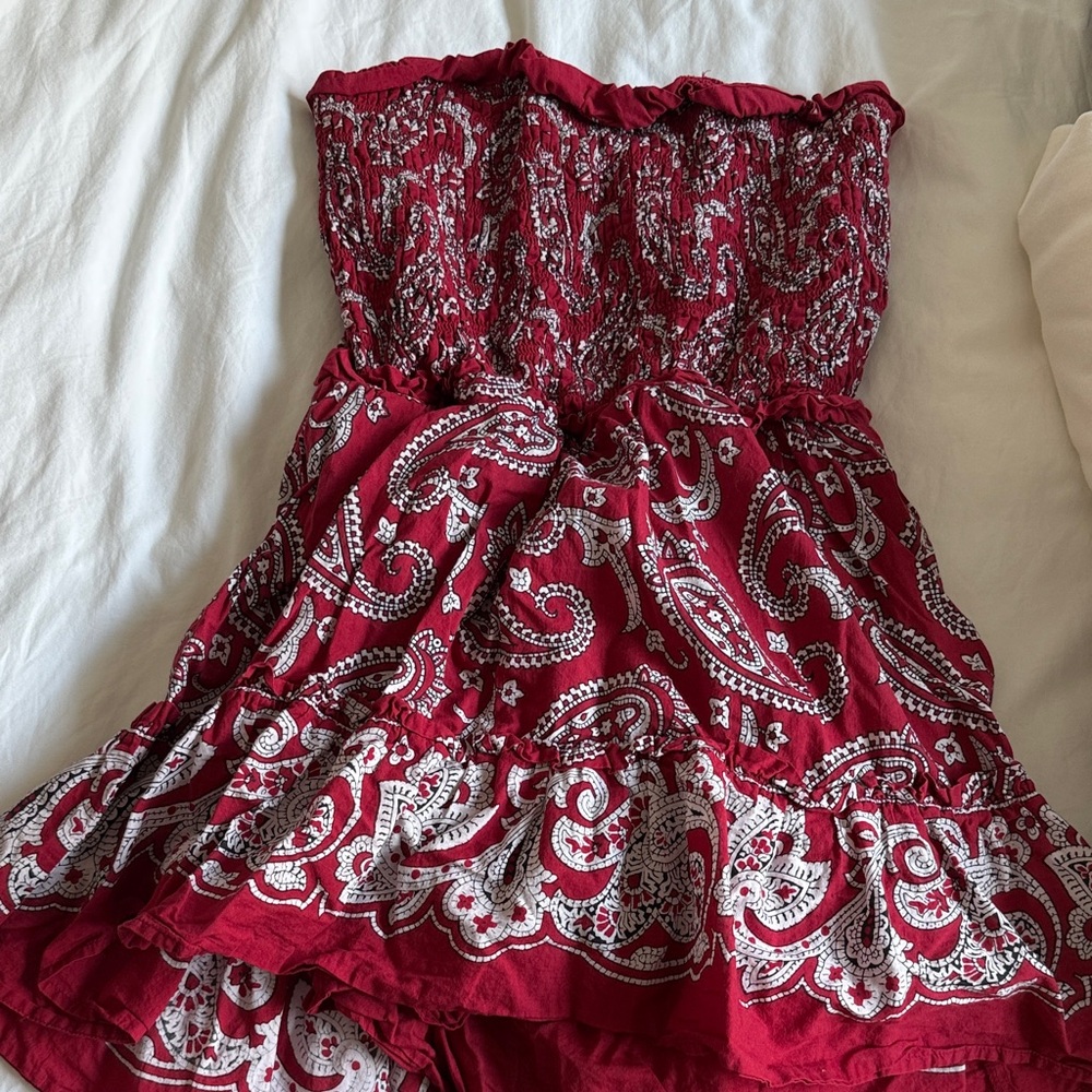 Sea New York Red and White Paisley Mini Dress